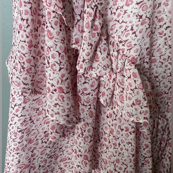 Stunning LOVESHACKFANCY SILK Maeve Dress Floral Chiffon Midi Dress in Rouge Pink - Picture 10 of 13